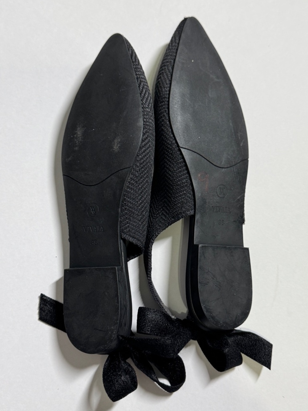 Vivaia Charcoal Gray Women's Pointed Toe Slingback Flats with Bows EU38/US 7.5,8 - Picture 6 of 9